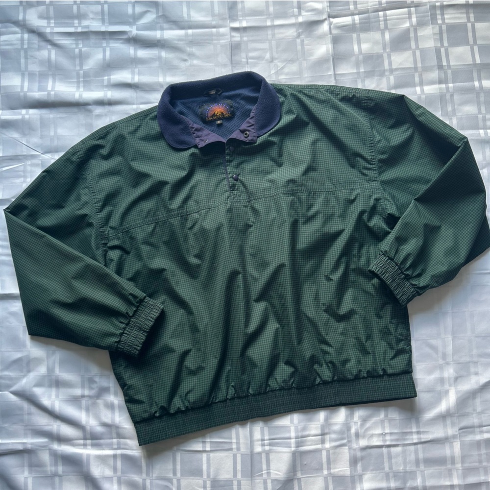 Sun Mountain Green Houndstooth Pull Over Golfer’s Wind Jacket with Vented Back